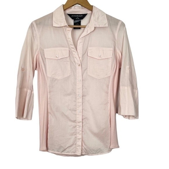 Norma Kamali Slim Fit Rolled Tabs Button Down Shirt in Pink M - Picture 1 of 8
